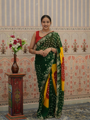 Buy Georgette Bandhani Saree With Festive Wear Tanmira 