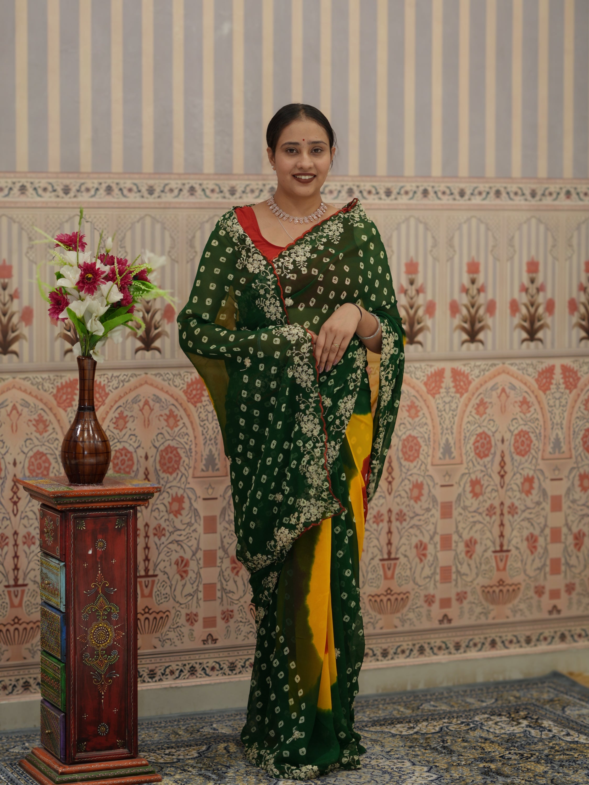 Buy Georgette Bandhani Saree With Festive Wear Tanmira 