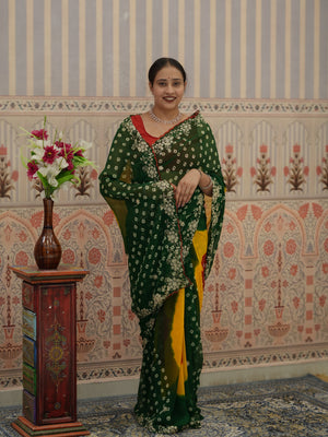 Buy Georgette Bandhani Saree With Festive Wear Tanmira 
