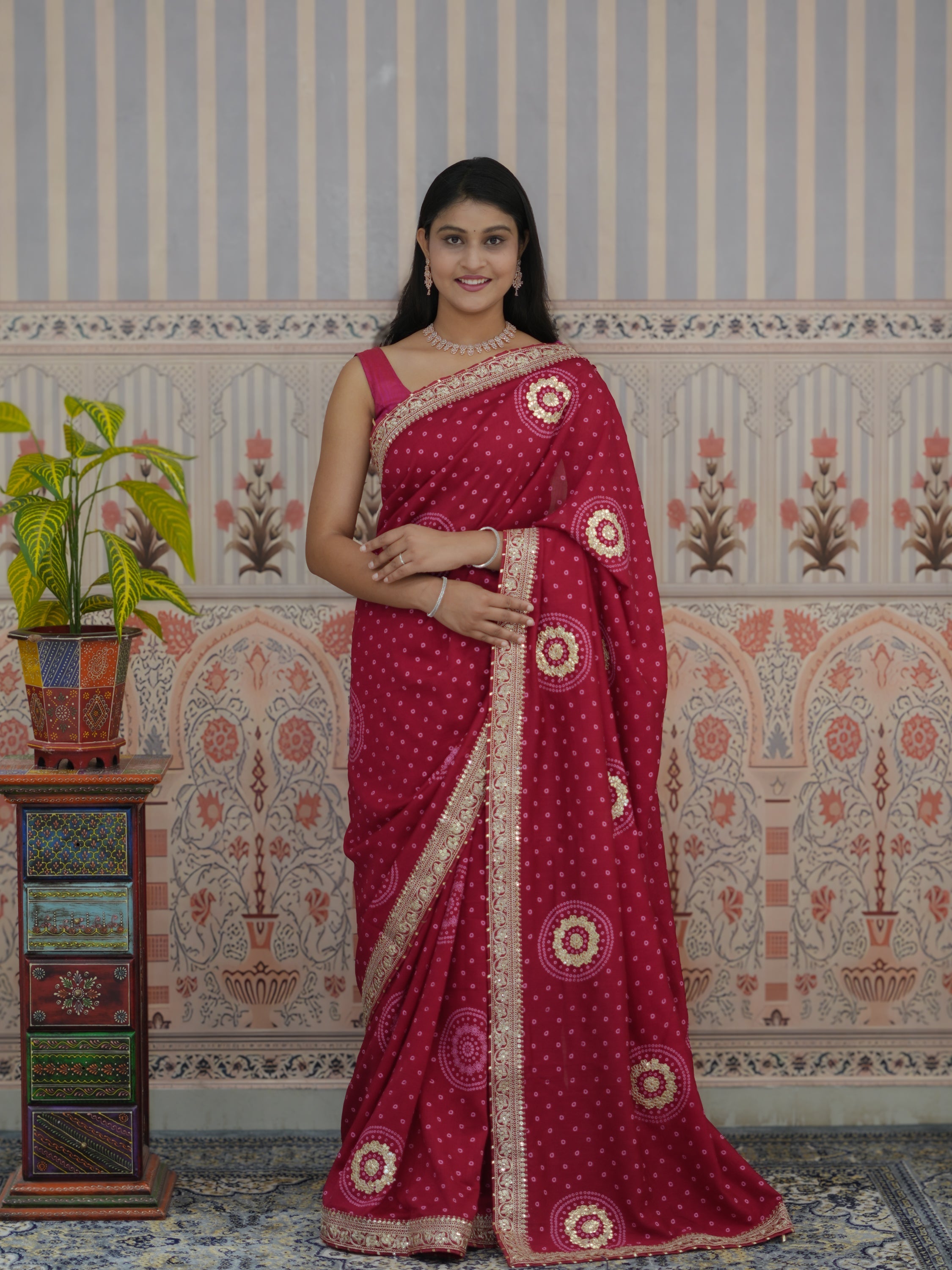 Buy Bandhani Saree With Wedding Wear Tanmira 
