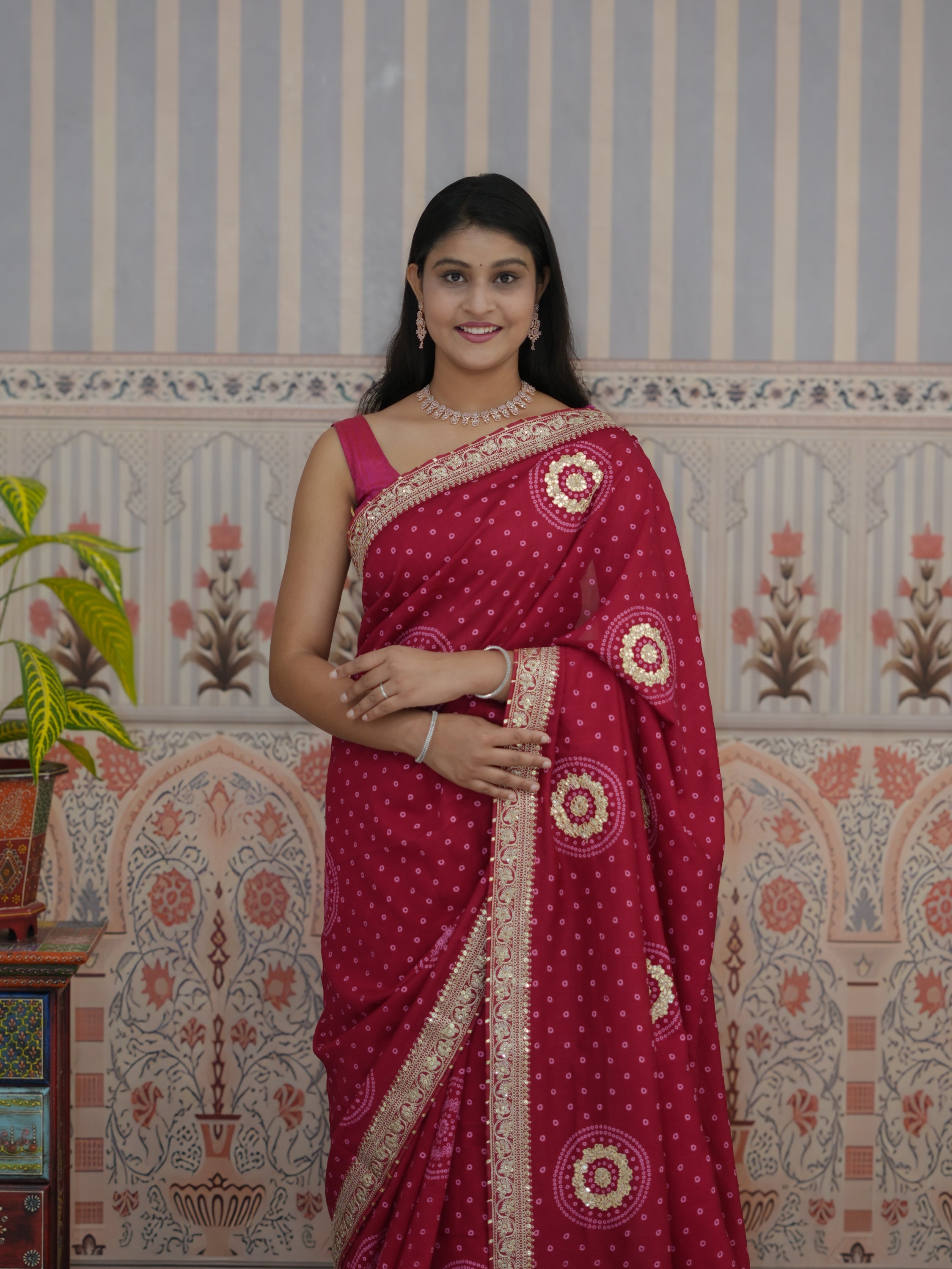 Buy Bandhani Saree With Wedding Wear Tanmira 
