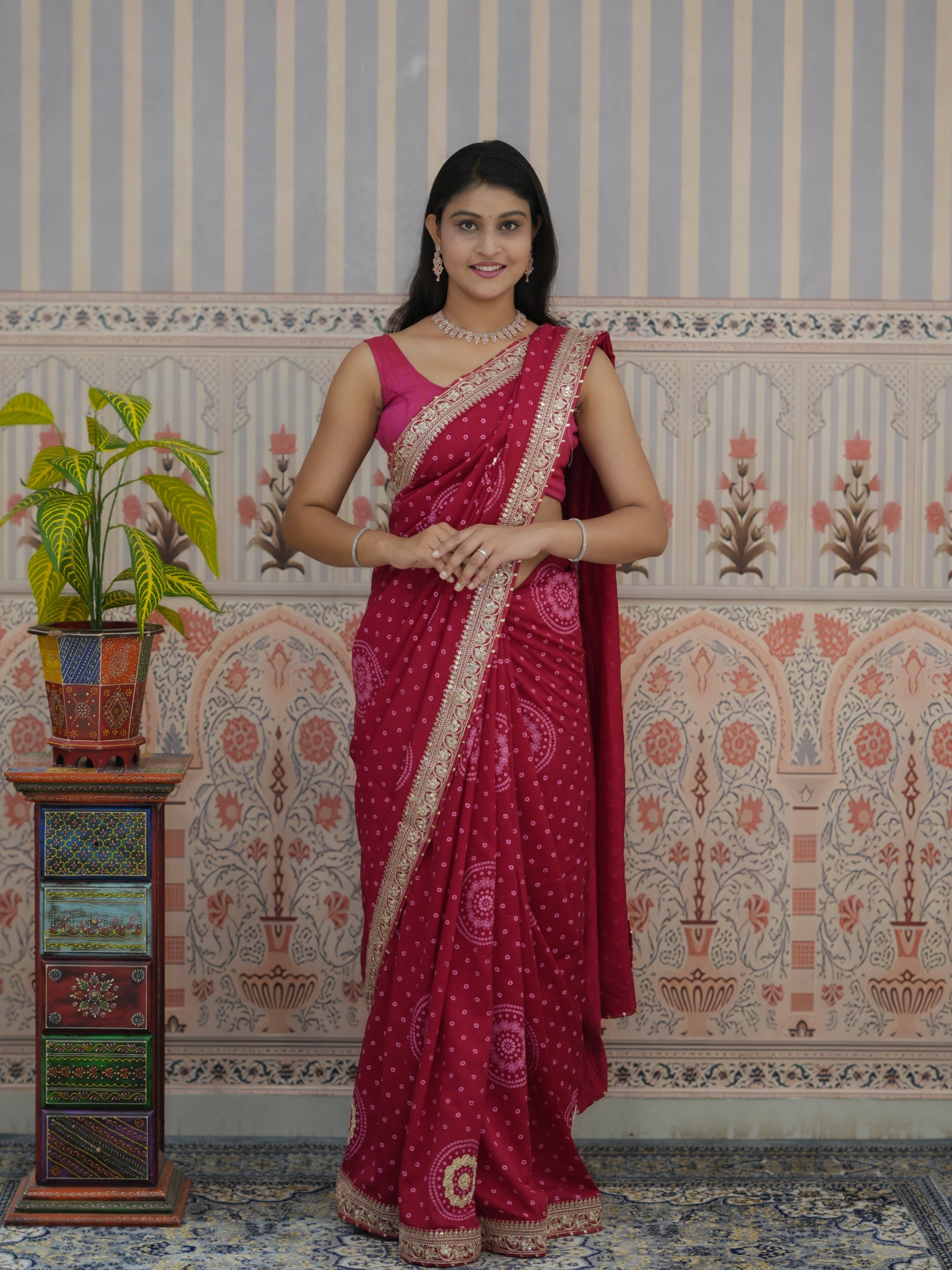 Buy Bandhani Saree With Wedding Wear Tanmira 