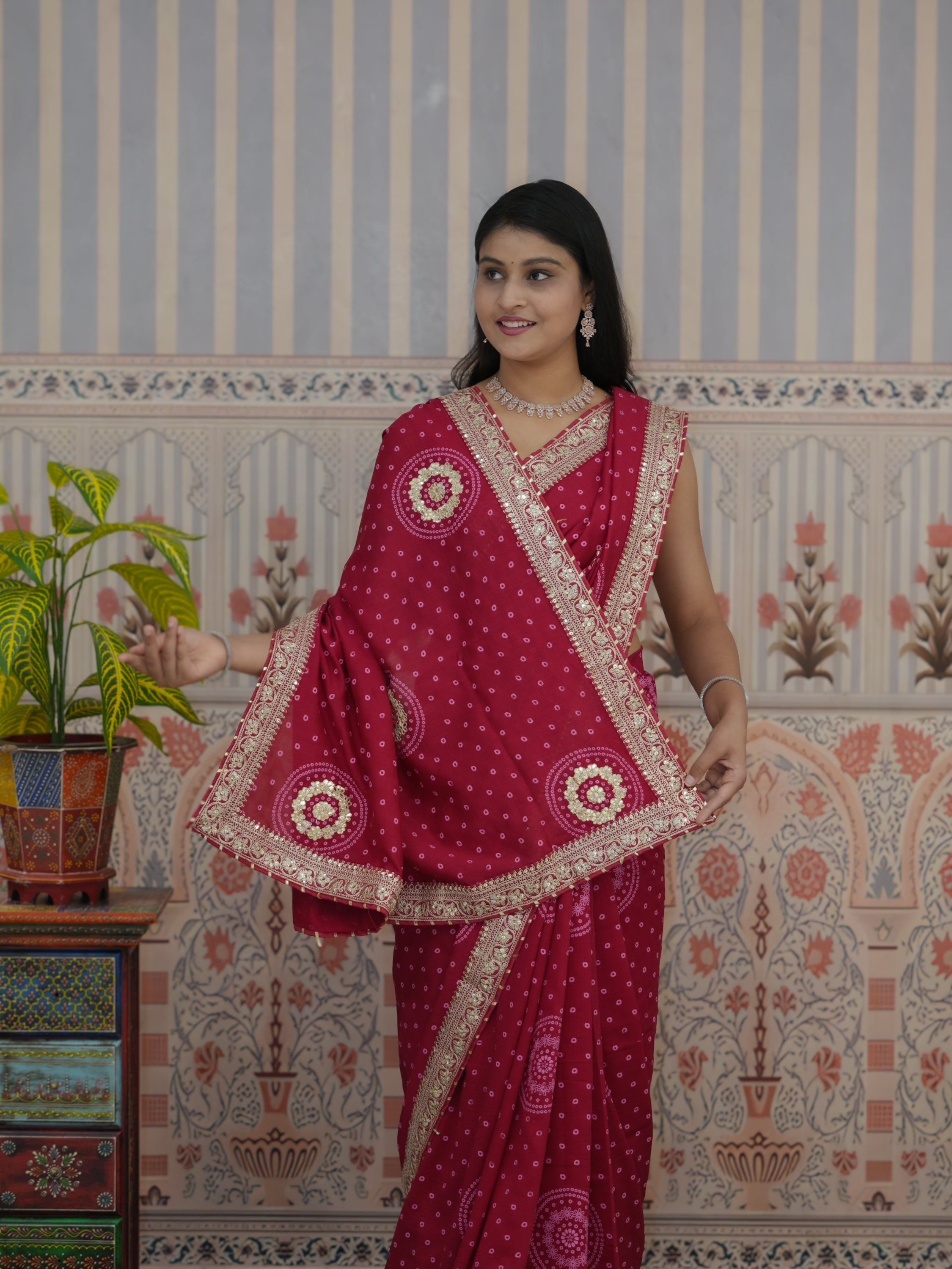 Buy Bandhani Saree With Wedding Wear Tanmira 