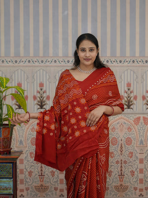 Buy Pure Modal Silk Bandhani Style Saree Tanmira  