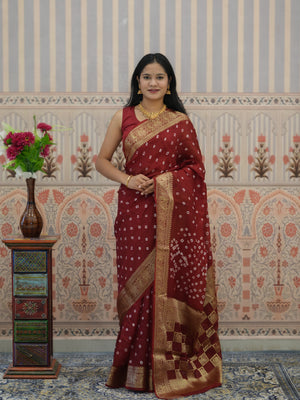 Buy Bandhani Saree With Zari Weaving Border Tanmira 