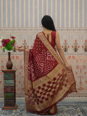 Buy Bandhani Saree With Zari Weaving Border Tanmira 