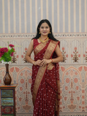 Buy Bandhani Saree With Zari Weaving Border Tanmira 