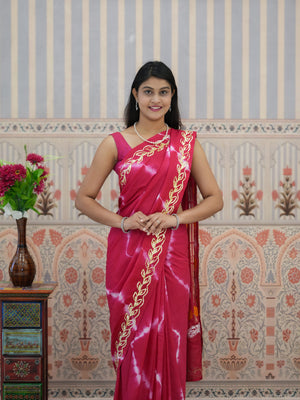 Buy Bandhani Style Dola Silk Saree with Gotapatti Work Tanmira 