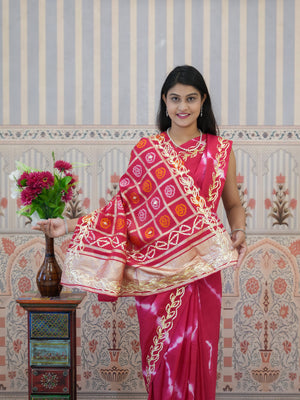 Buy Bandhani Style Dola Silk Saree with Gotapatti Work Tanmira 