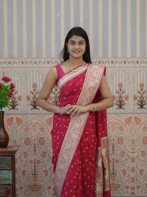 Buy Chinon Bandhani Style Saree Tanmira 