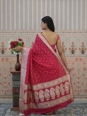 Buy Chinon Bandhani Style Saree Tanmira 