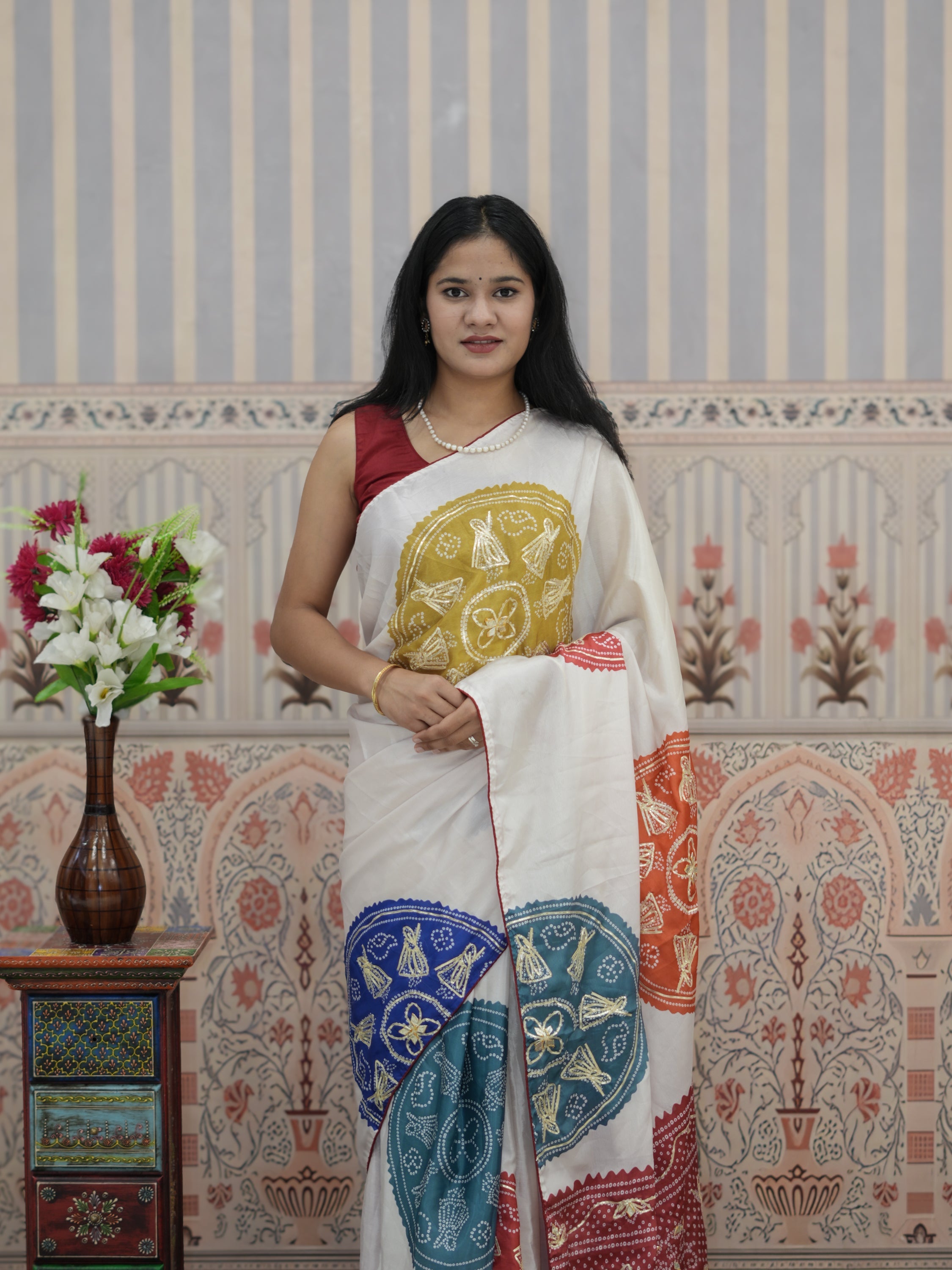 Buy Bandhani Saree With Gota Patti Border Work Tanmira 