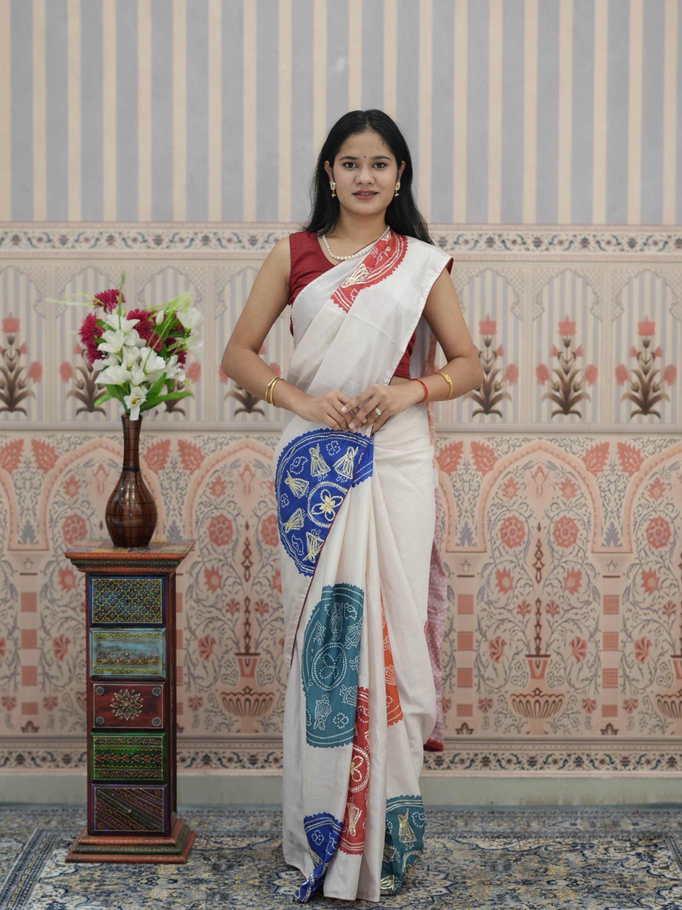 Buy Bandhani Saree With Gota Patti Border Work Tanmira 