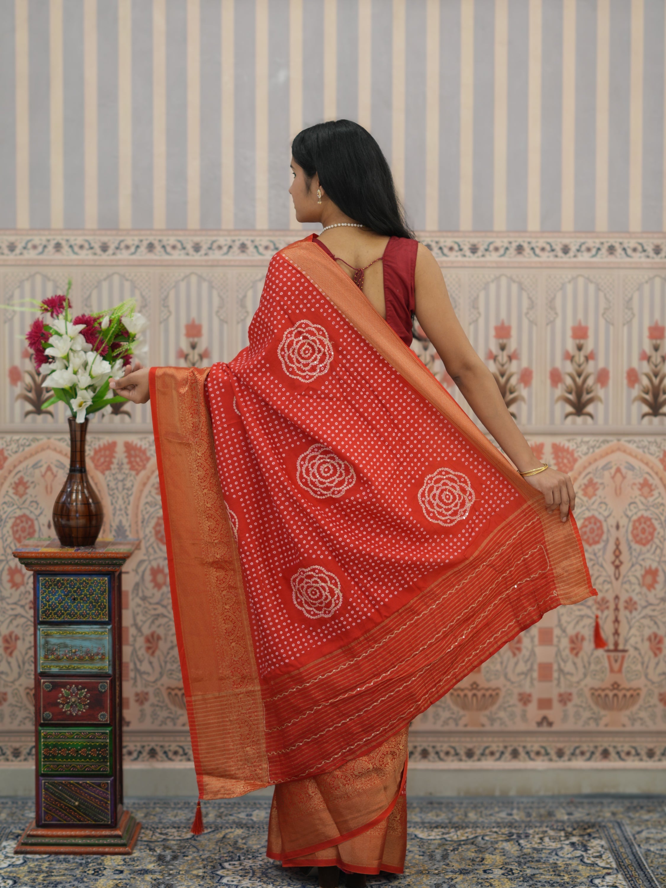 Buy Upada silk Bandhani Zari Work Saree Tanmira 