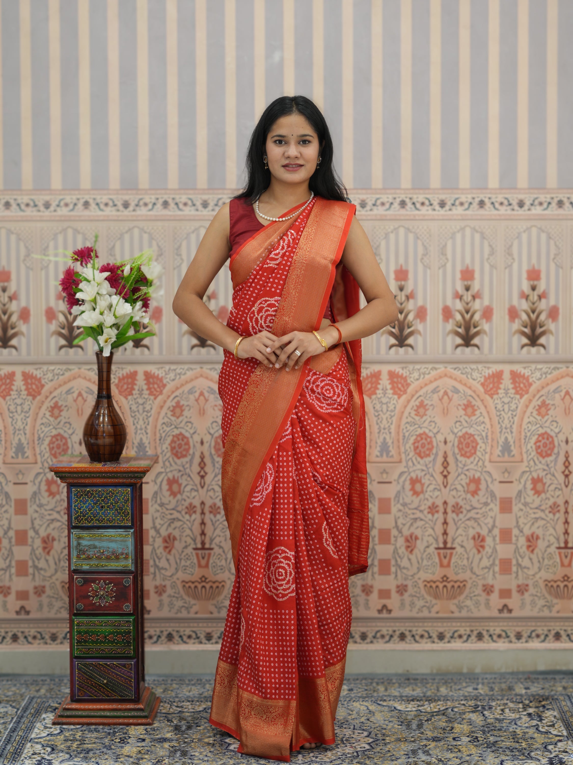 Buy Upada silk Bandhani Zari Work Saree Tanmira 
