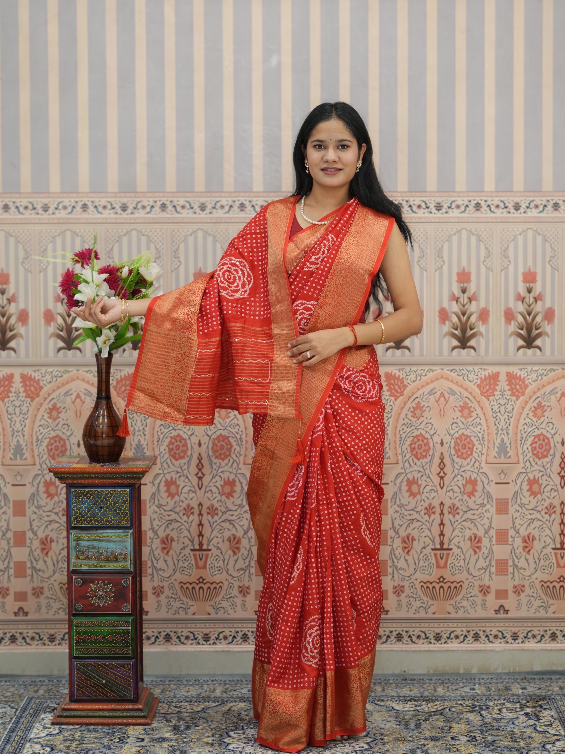 Buy Upada silk Bandhani Zari Work Saree Tanmira 