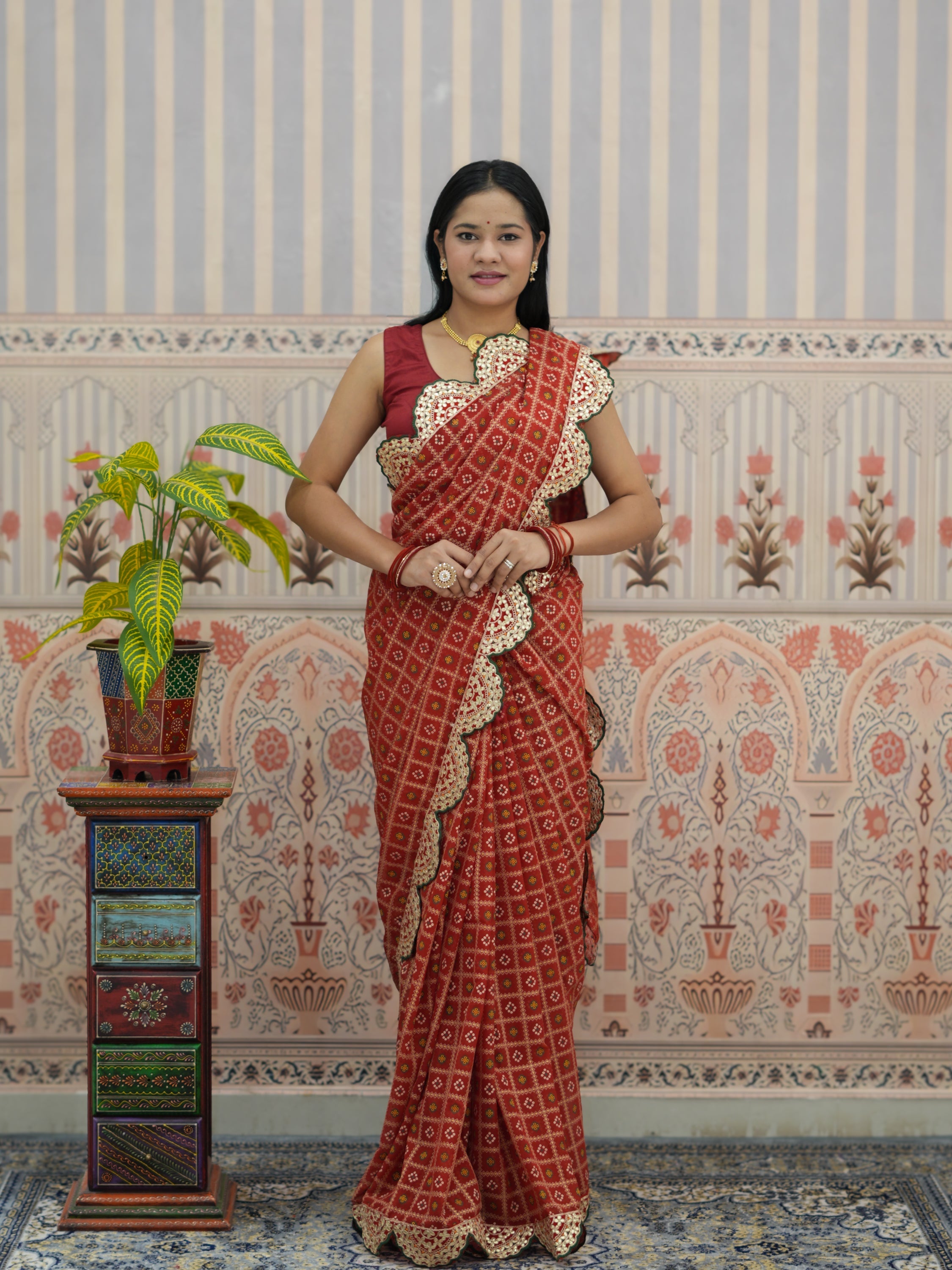 Buy Bandhani Style Georgette Saree with Traditional Wear Tanmira 