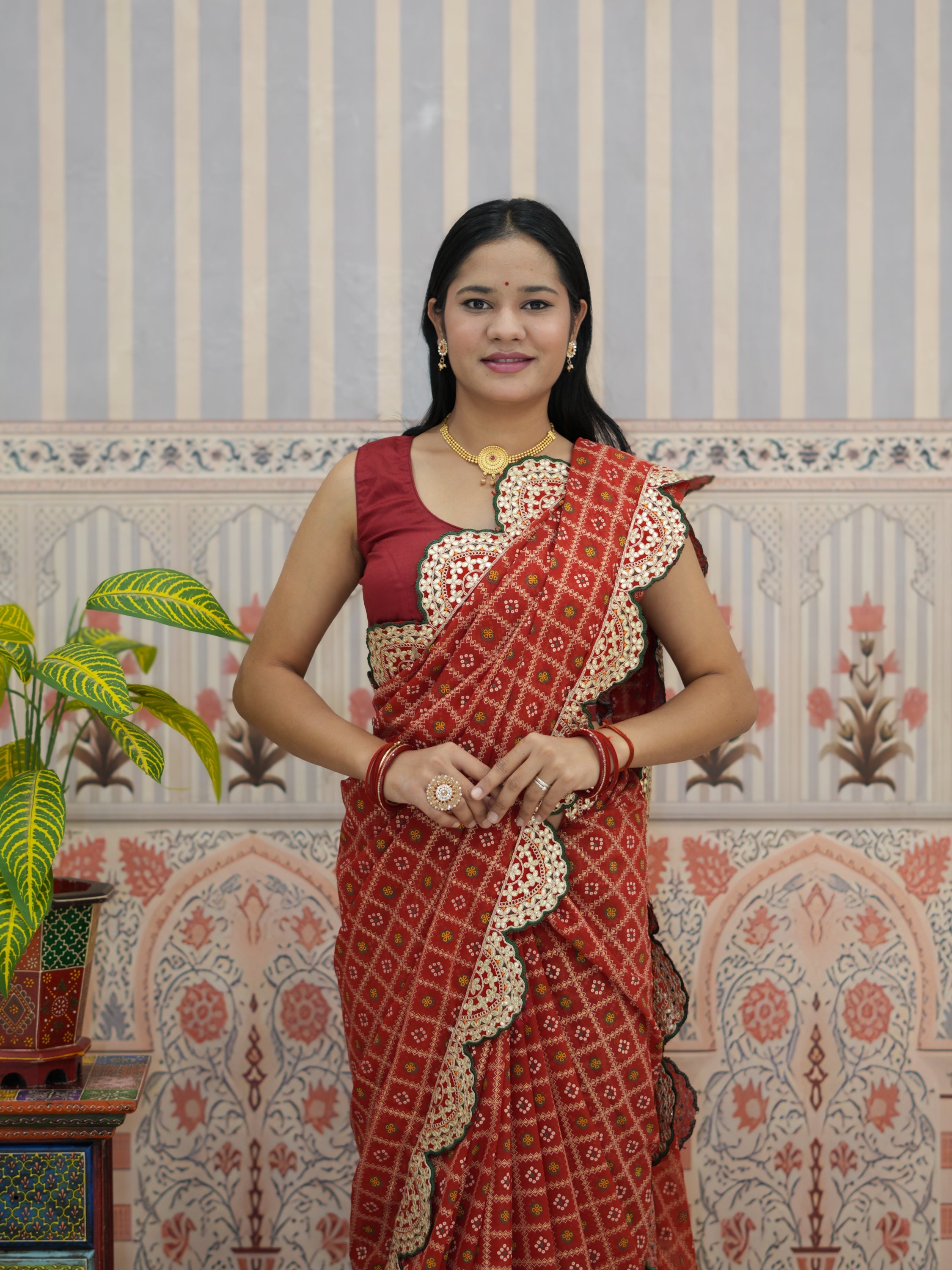 Buy Bandhani Style Georgette Saree with Traditional Wear Tanmira 