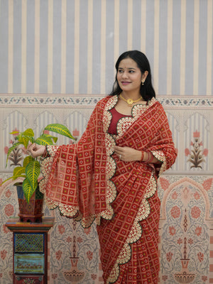 Buy Bandhani Style Georgette Saree with Traditional Wear Tanmira 