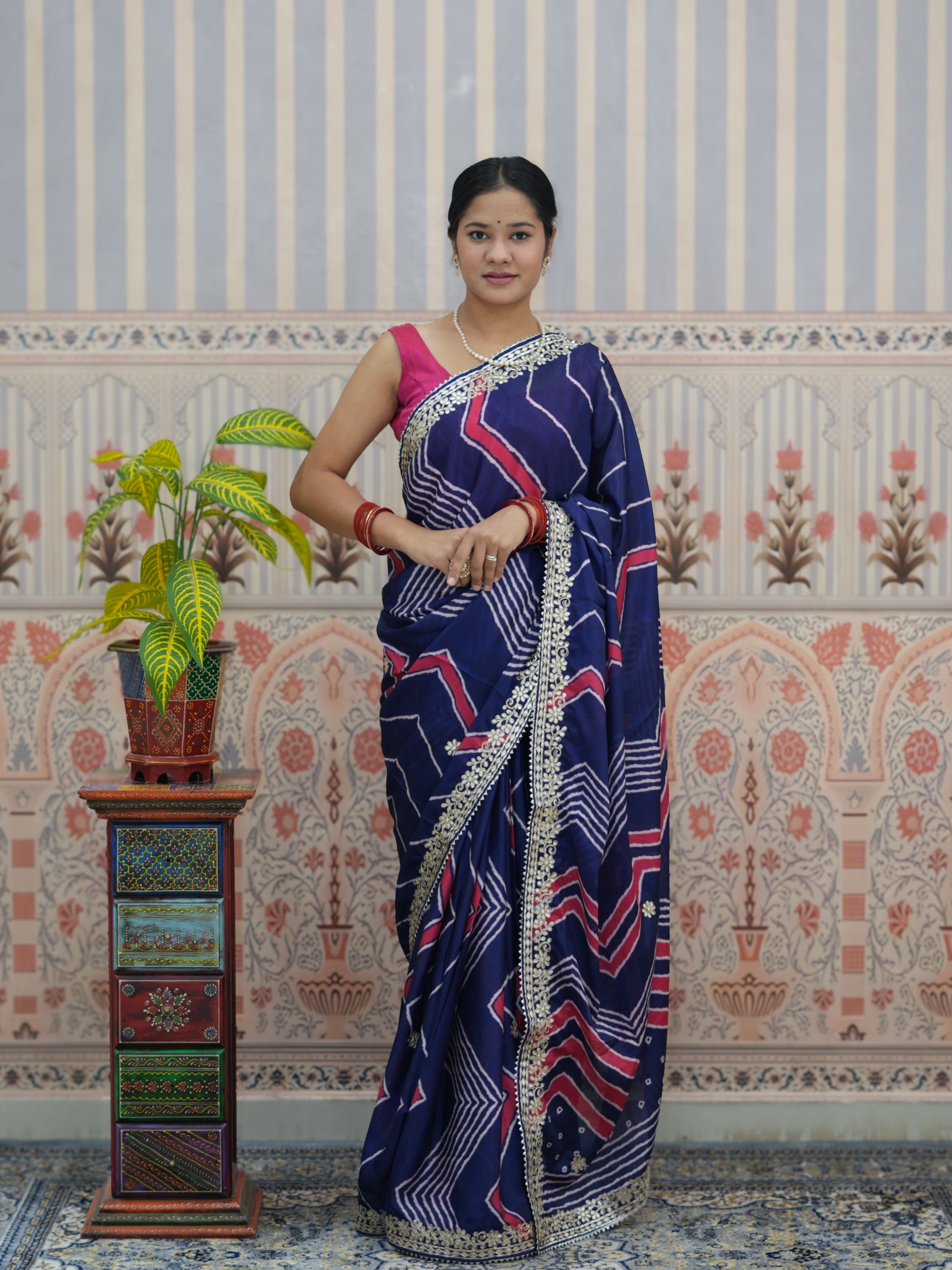 Buy H O Silk With Gotapatti Work Saree Tanmira 