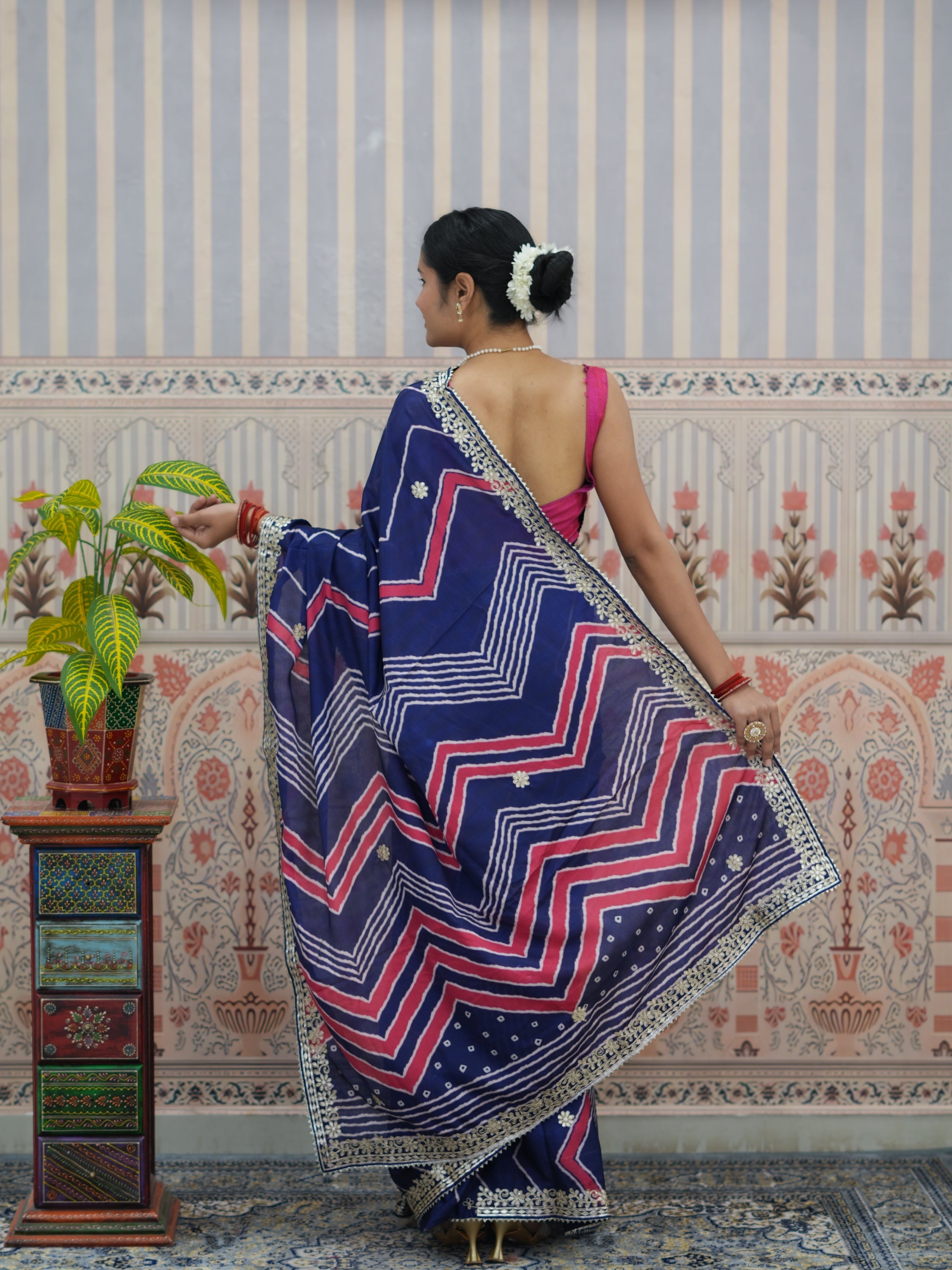 Buy H O Silk With Gotapatti Work Saree Tanmira 