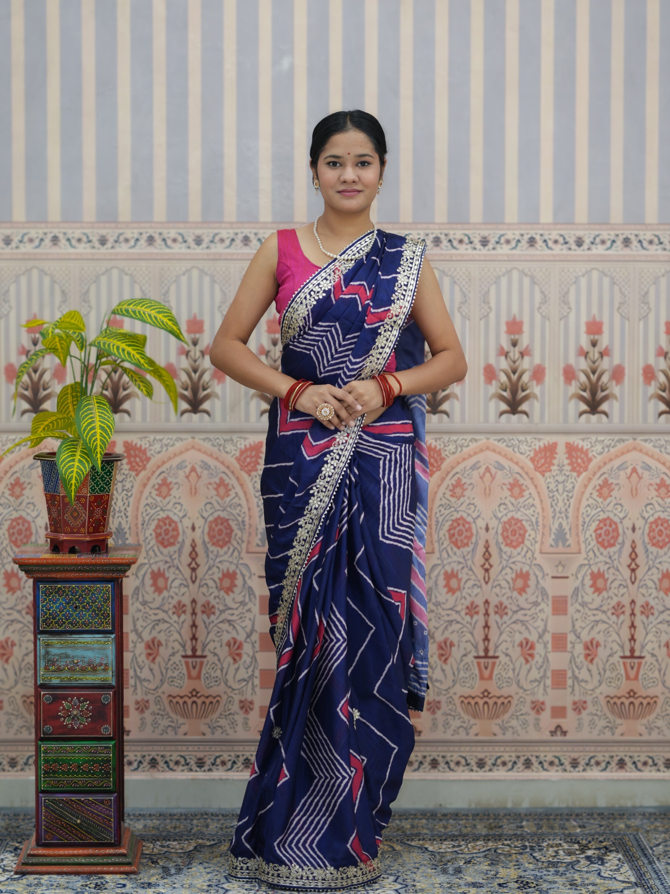 Buy H O Silk With Gotapatti Work Saree Tanmira 