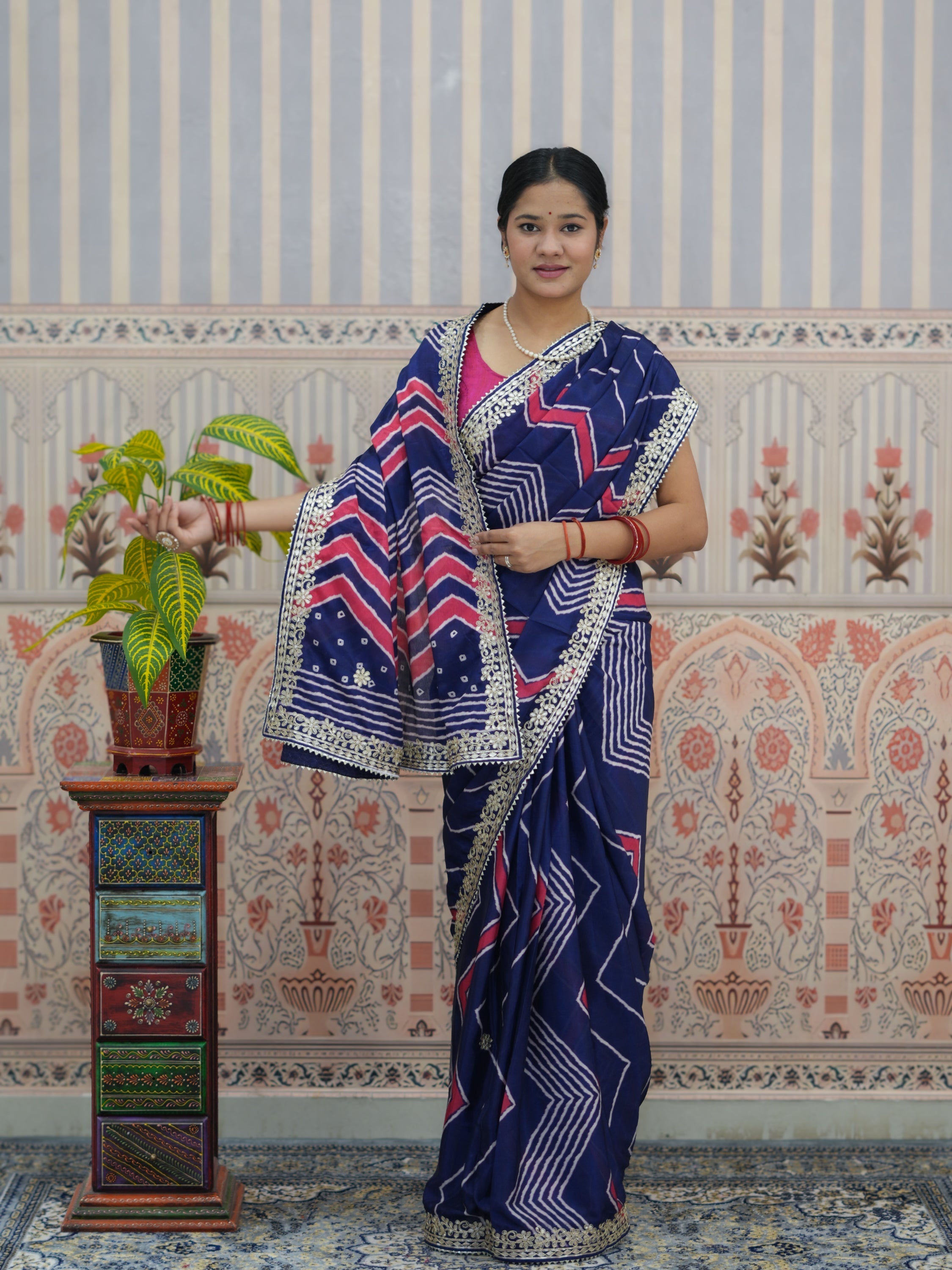 Buy H O Silk With Gotapatti Work Saree Tanmira 