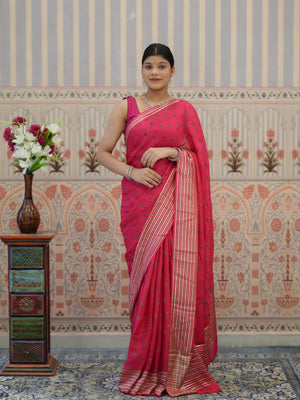 Buy Chinon Silk With Bandhani Saree Tanmira 