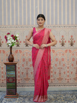 Buy Chinon Silk With Bandhani Saree Tanmira 