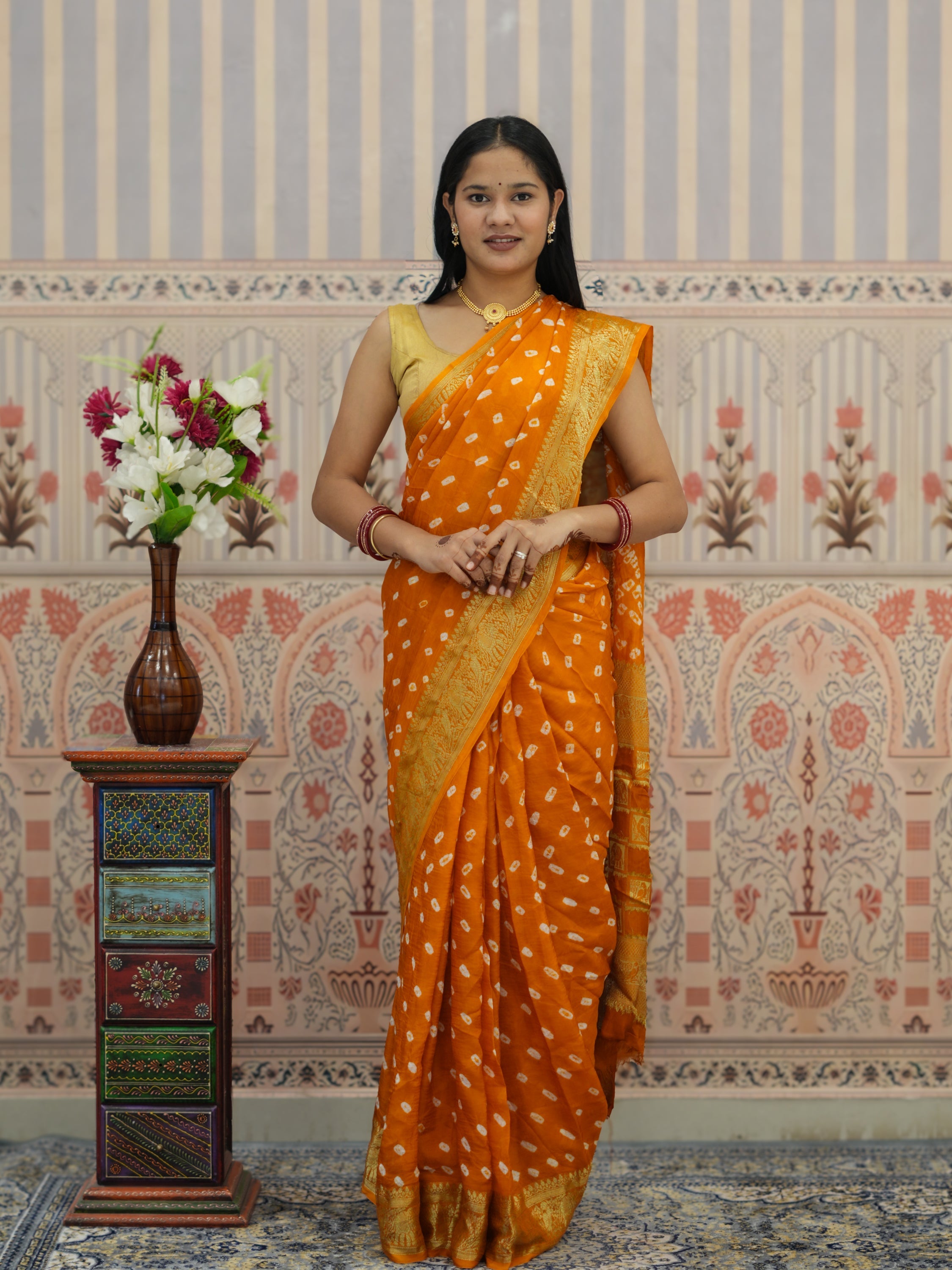 Buy Bandhani Saree With Viscose Silk Tanmira 
