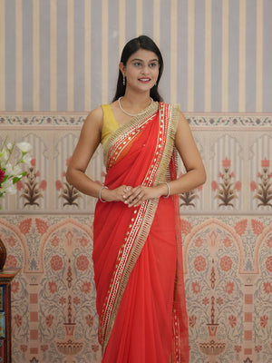Buy Georgette Kacha Gotapatti Work Saree for Festive Occasions