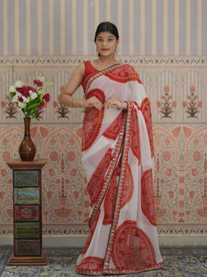 Buy New Premium Bandhani Saree Fine Tari Work Detailing Tanmira 