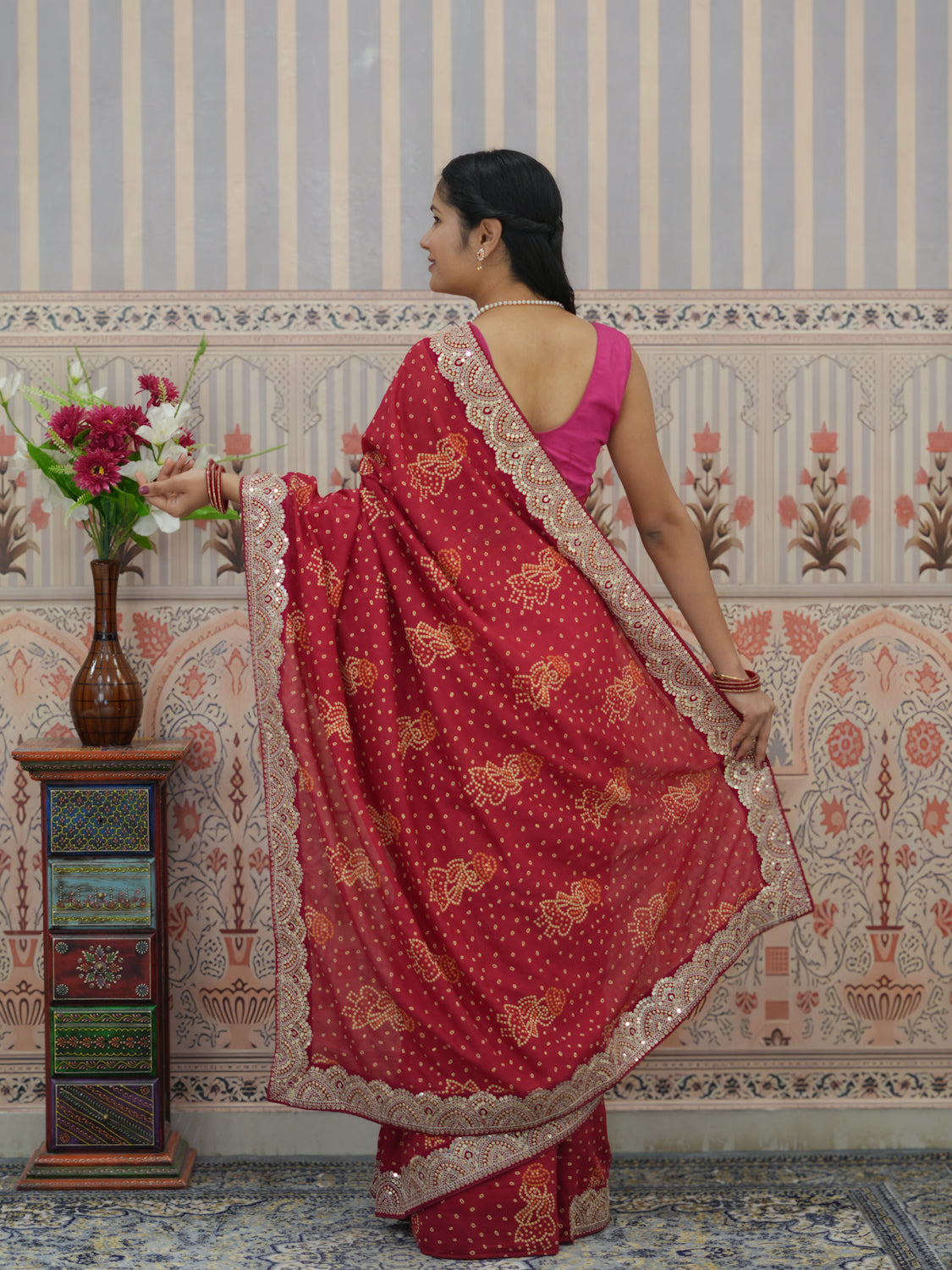 Buy Festive Special Dola Silk Bandhani Saree Tanmira 