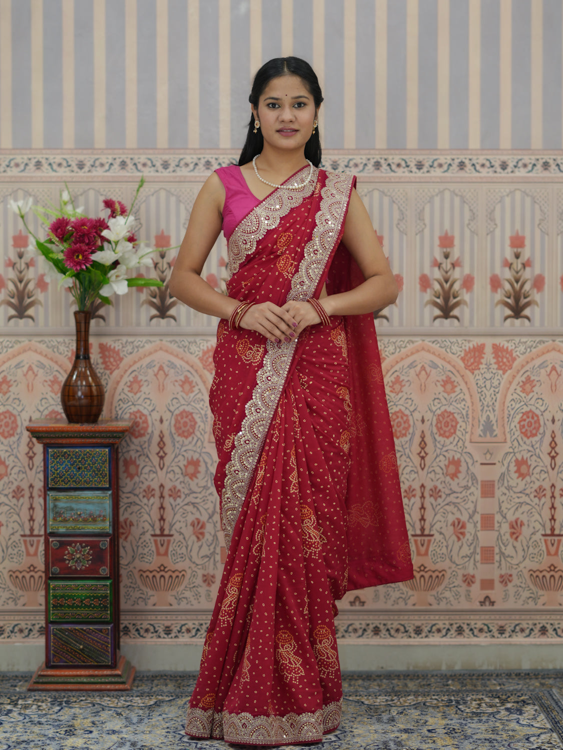 Buy Festive Special Dola Silk Bandhani Saree Tanmira 