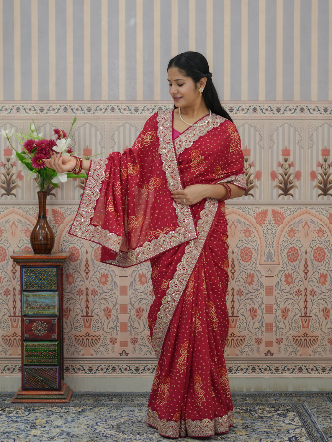 Buy Festive Special Dola Silk Bandhani Saree Tanmira 