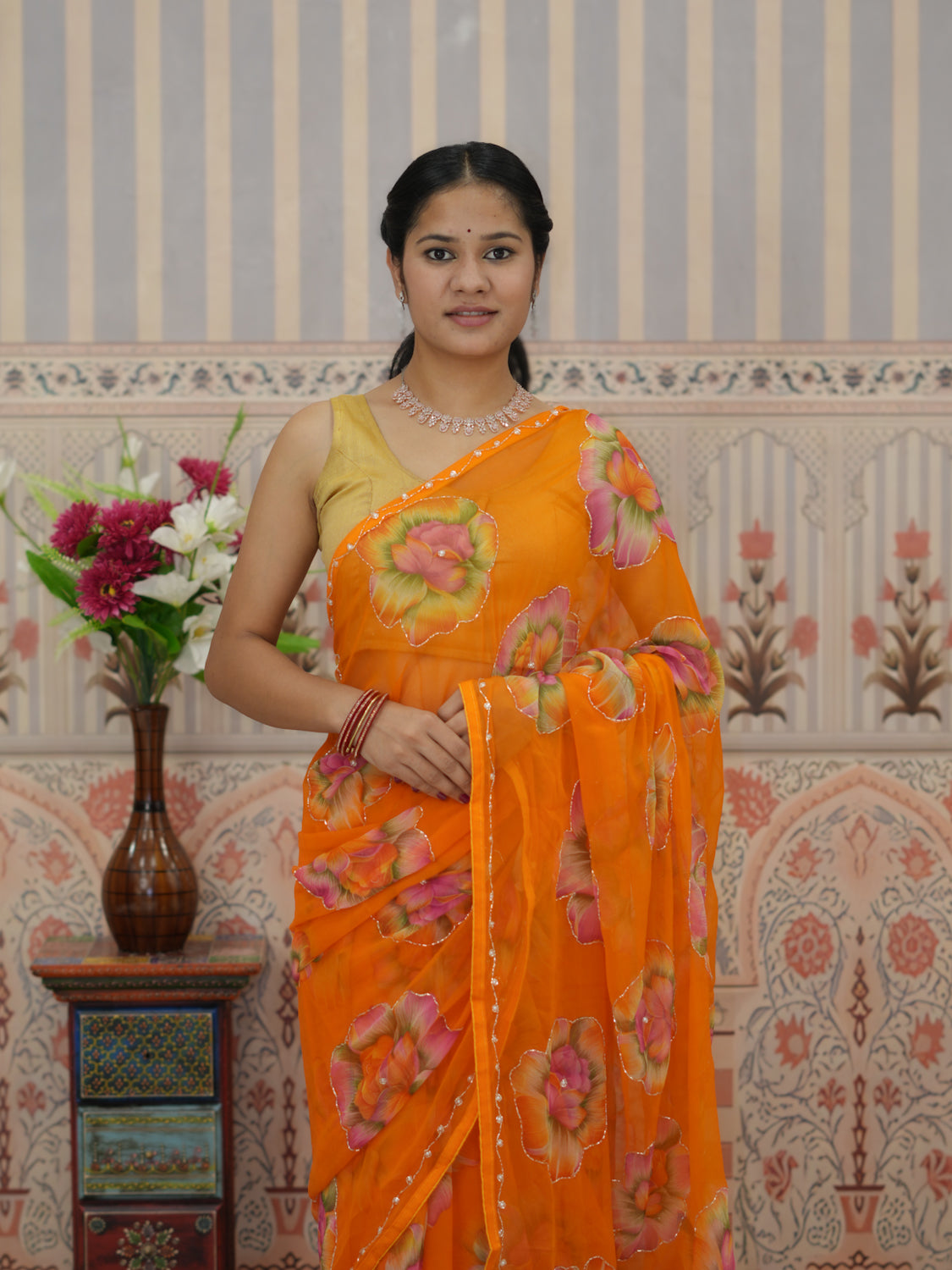 Buy Chiffon Blouse with Cutdana Work Tanmira 