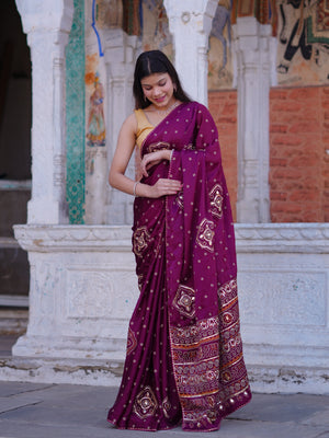 Buy Bandhani Saree with Elegant Gotapatti Work Tanmira 