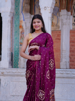 Buy Bandhani Saree with Elegant Gotapatti Work Tanmira 