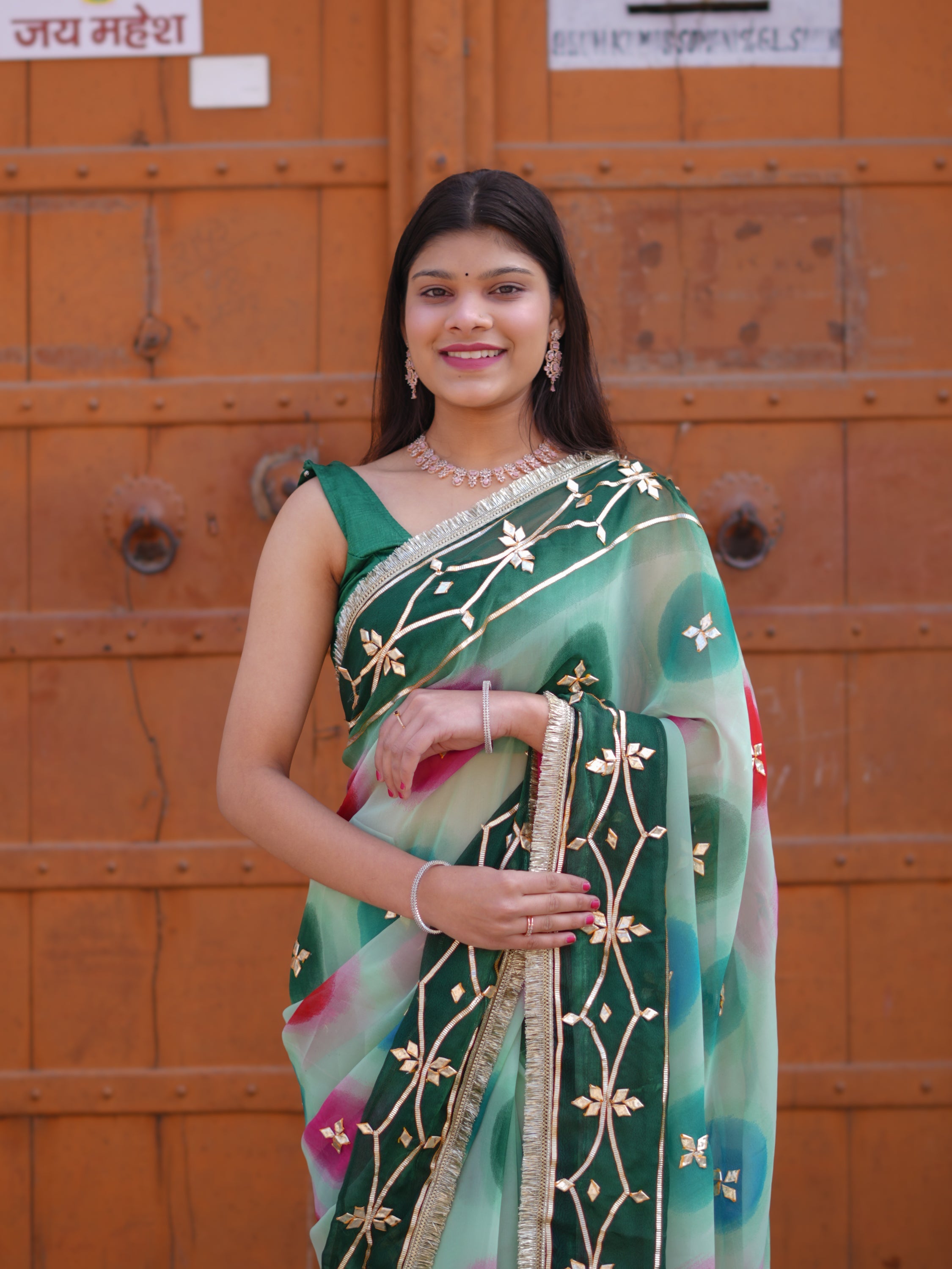 Buy Traditional Saree With Beautiful Gotapatti Work Tanmira  
