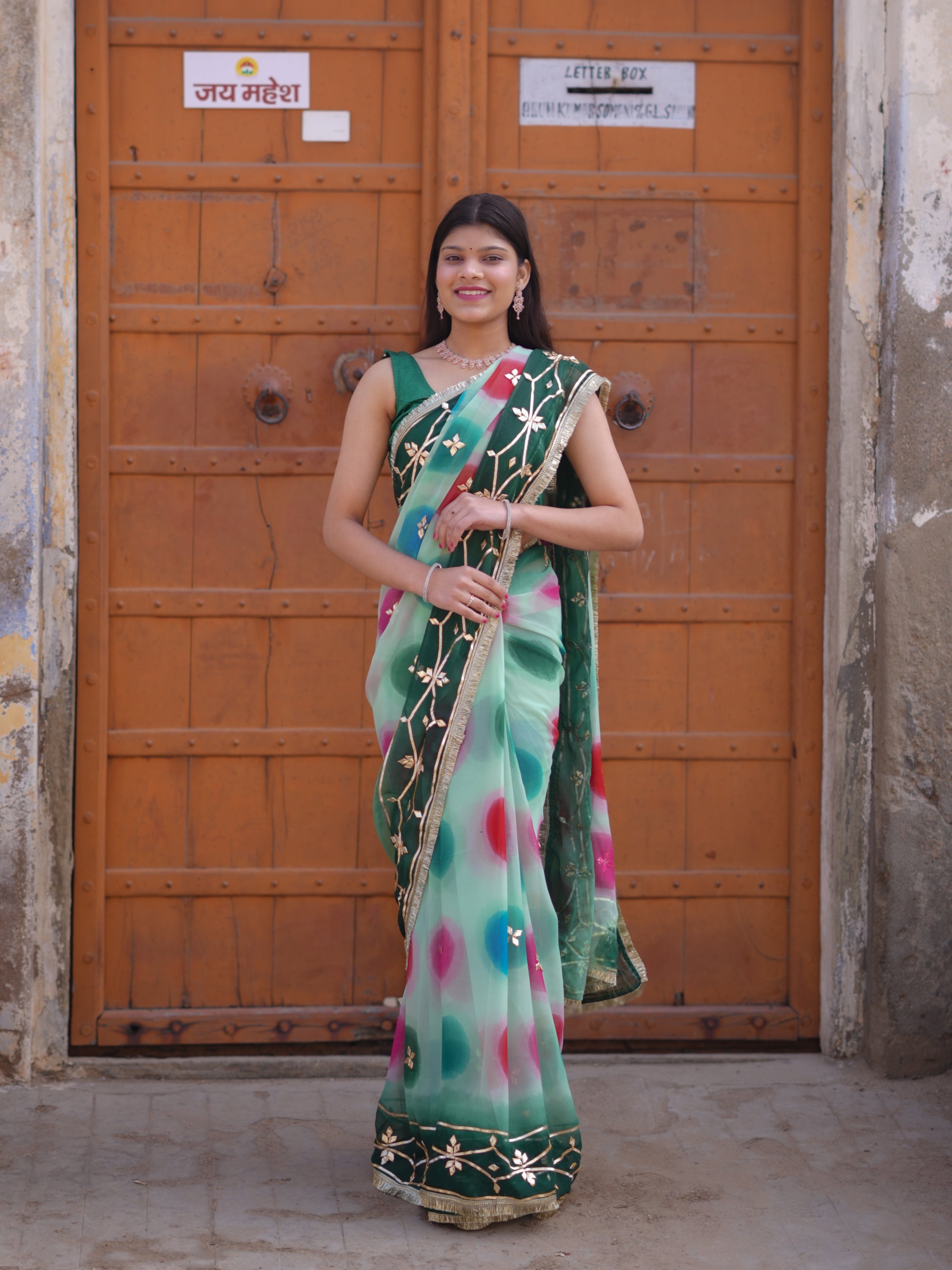 Buy Traditional Saree With Beautiful Gotapatti Work Tanmira  