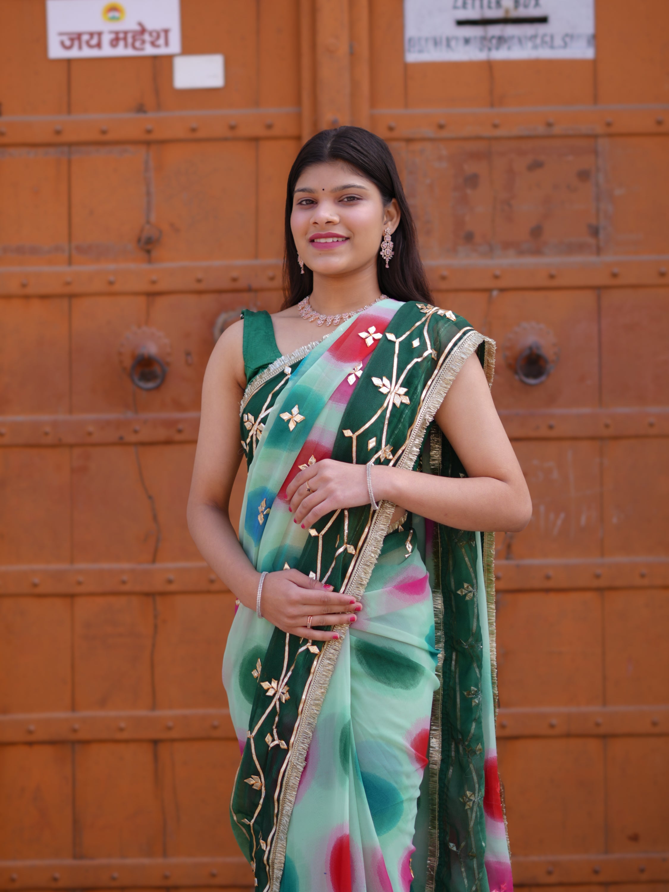 Buy Traditional Saree With Beautiful Gotapatti Work Tanmira  