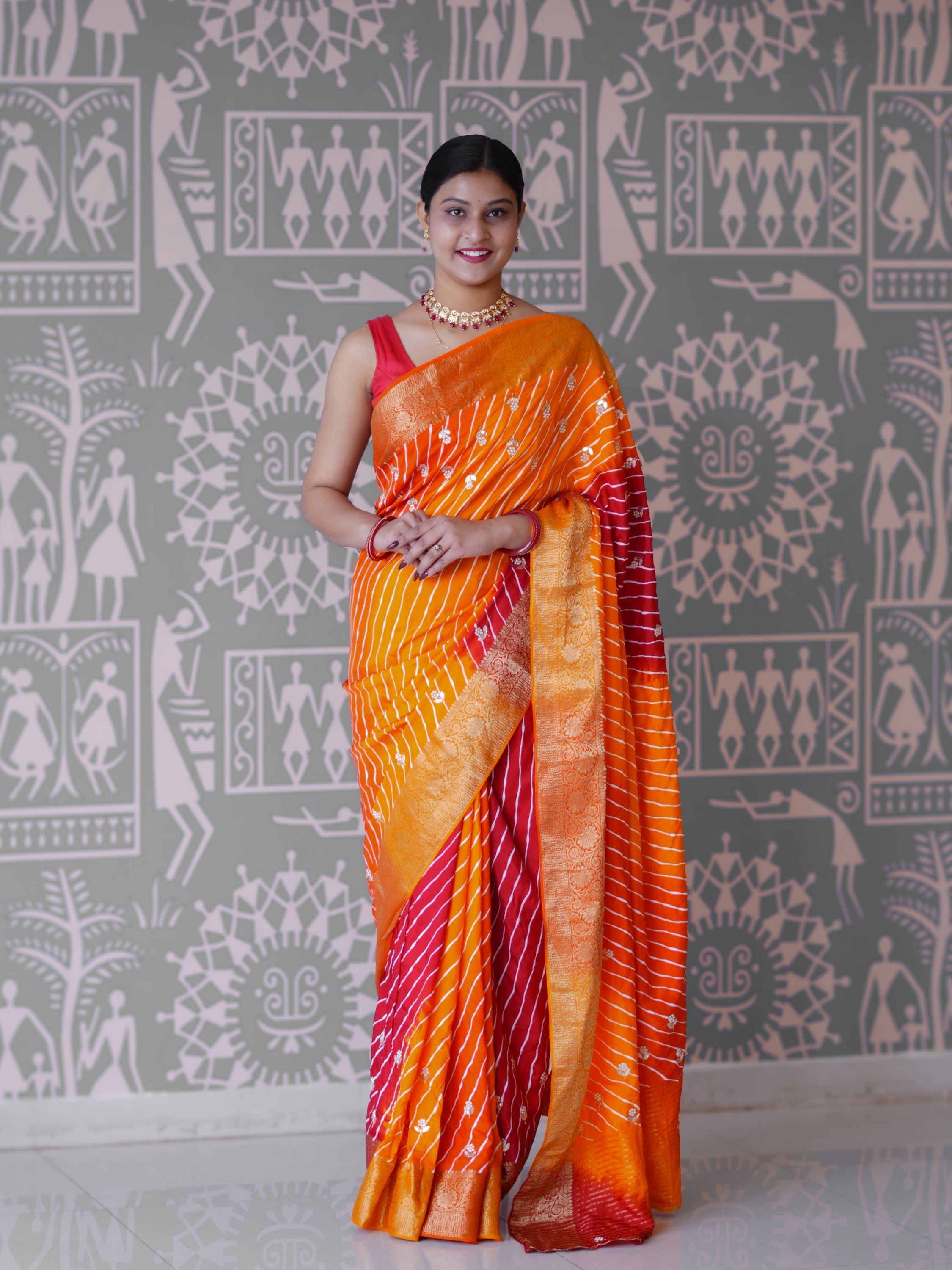 Buy New Premium Leheriya Saree With Hand Gota Patti Work Tanmira 