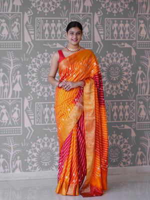 Buy New Premium Leheriya Saree With Hand Gota Patti Work Tanmira 