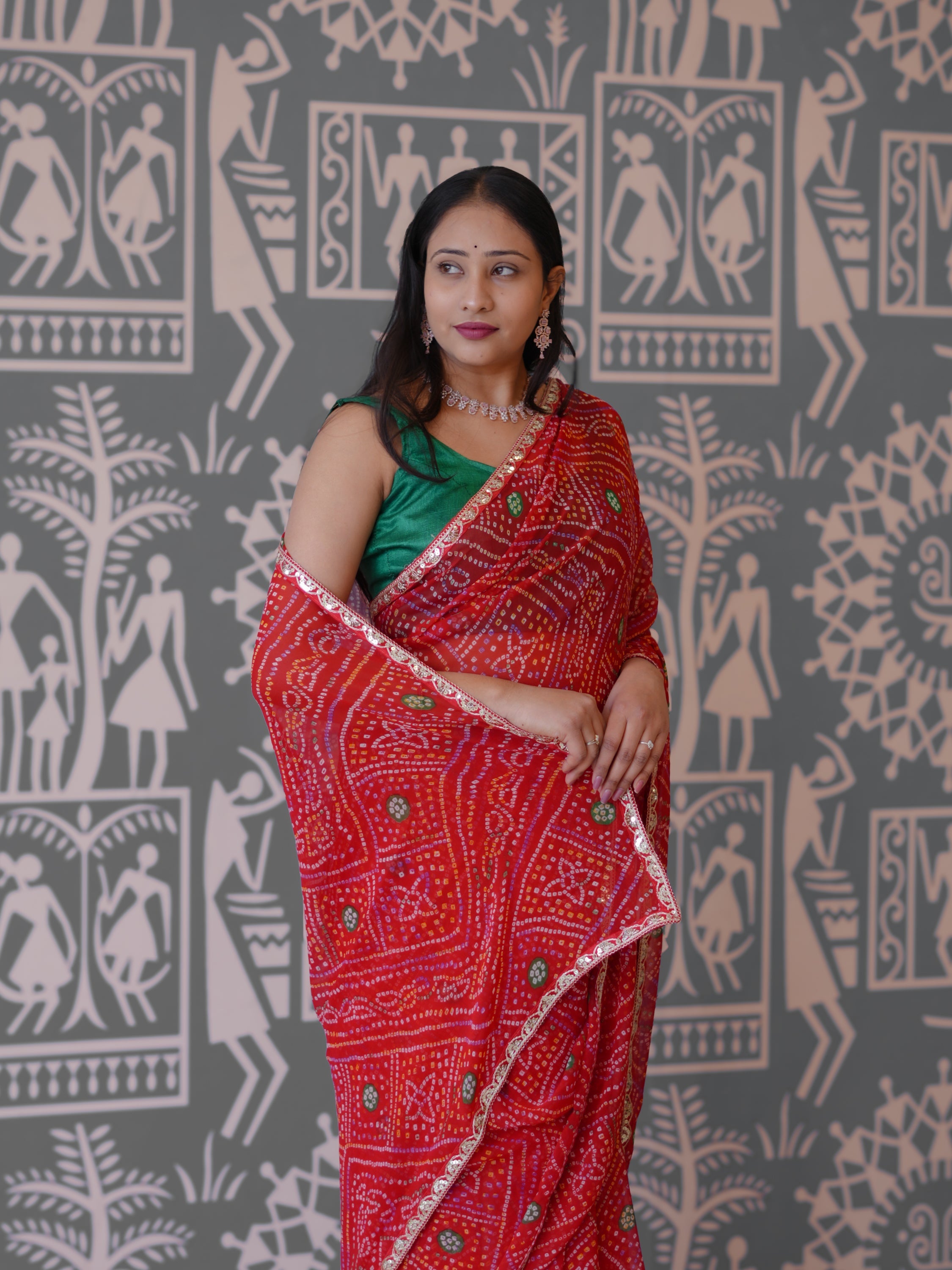 Buy New Traditional Bandhani Style Saree With Gota Patti Border Work Tanmira 