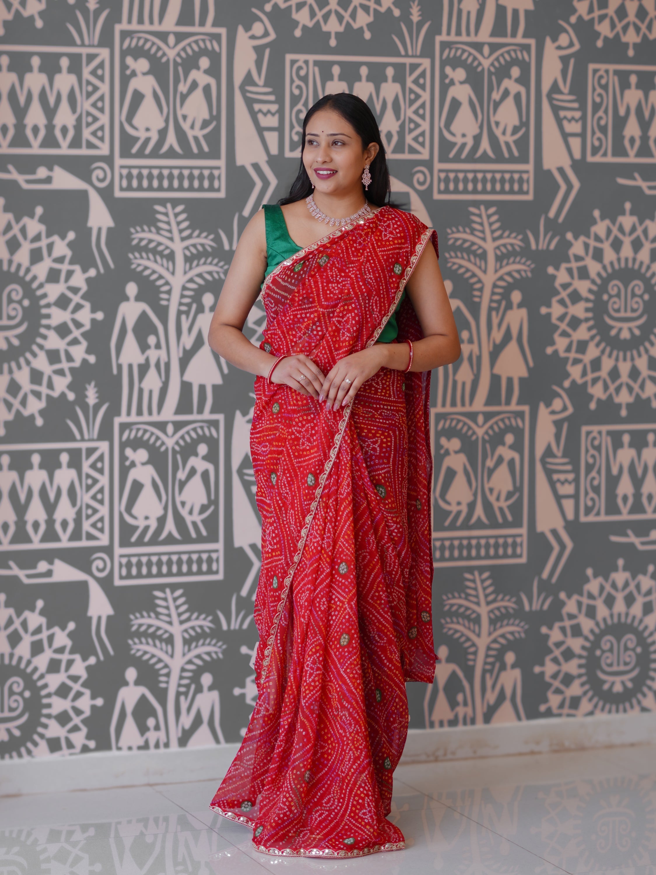 Buy New Traditional Bandhani Style Saree With Gota Patti Border Work Tanmira 