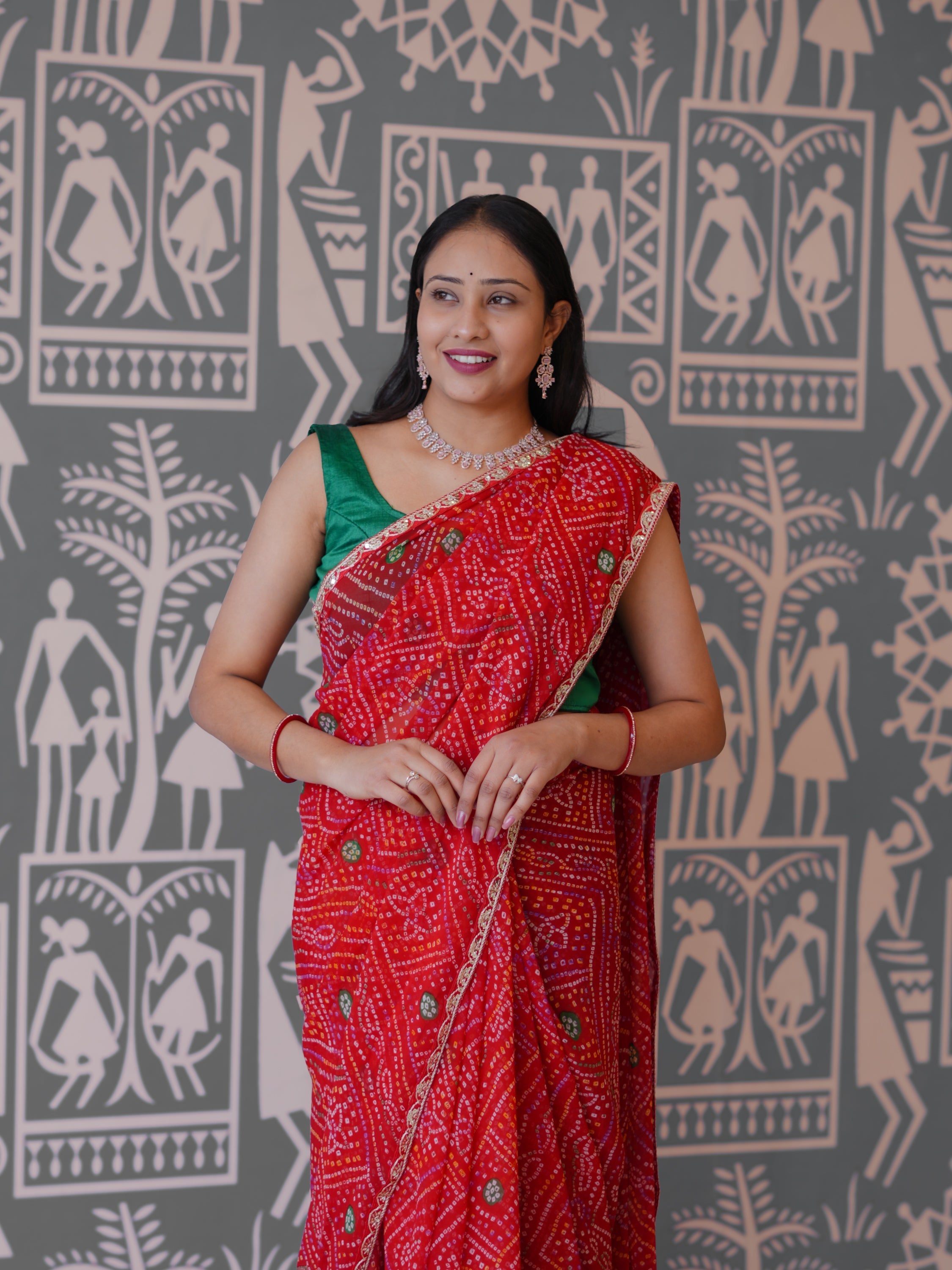 Buy New Traditional Bandhani Style Saree With Gota Patti Border Work Tanmira 