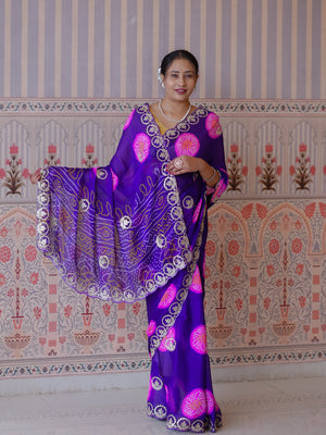 Buy New Festive Bandhani Style Saree with Pattern Work Tanmira 