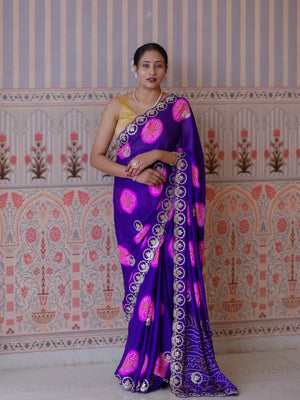 Buy New Festive Bandhani Style Saree with Pattern Work Tanmira 