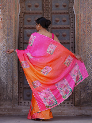 Buy Premium Saree in Kalamkari Style with Gota Detailing Tanmira 