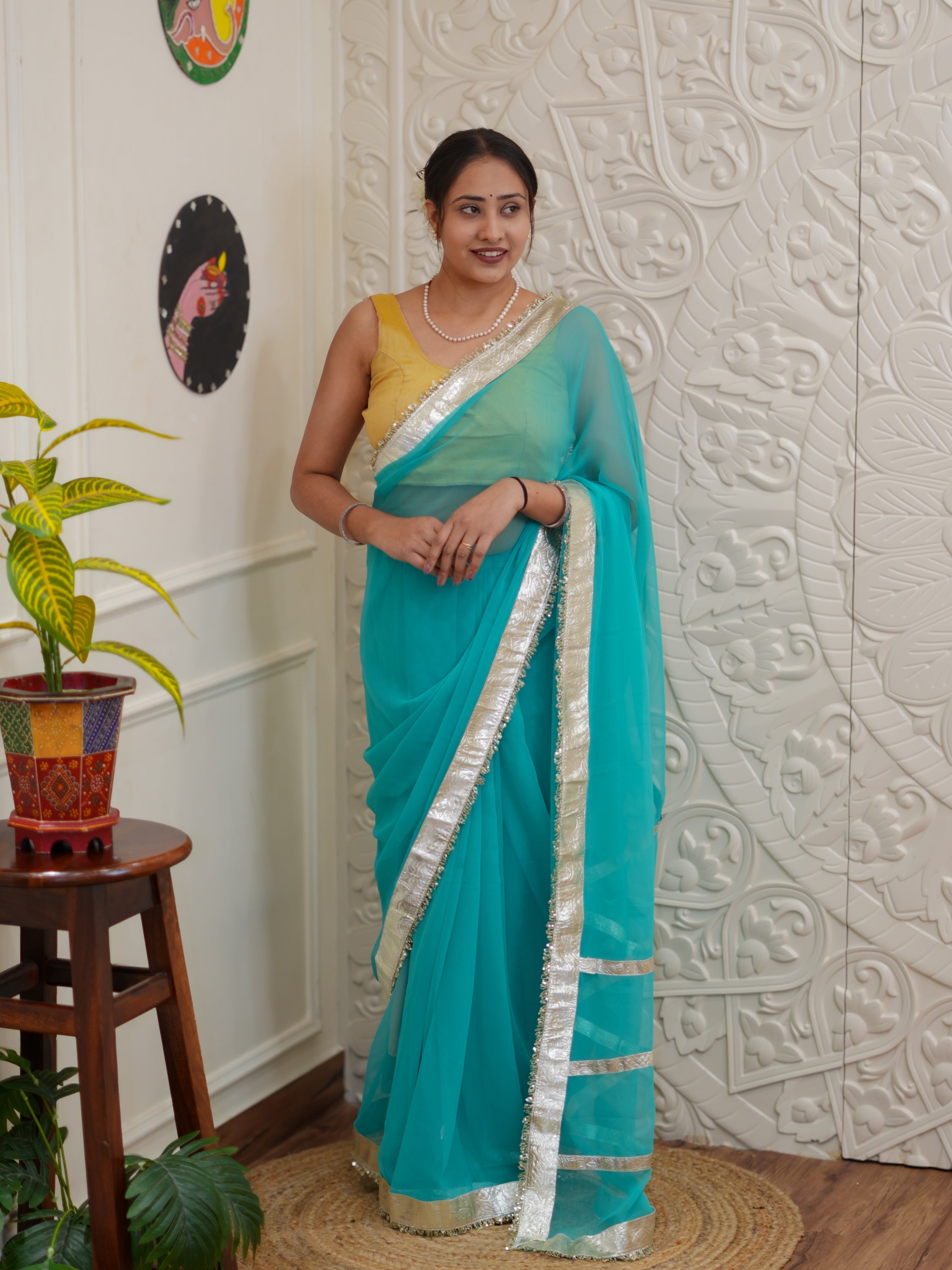 Buy New Premium Saree with Rich Gota Border Work Tanmira 